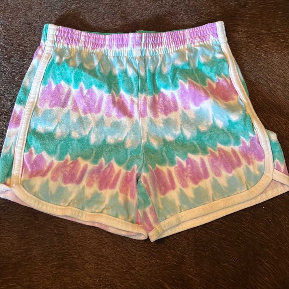 Colorful blue and purple stretchy shorts